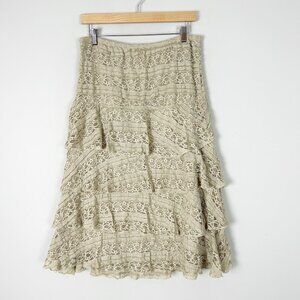 Y2K Metrowear A-line Tiered Lace Midi Skirt Boho Cottagecore Size Medium Women's